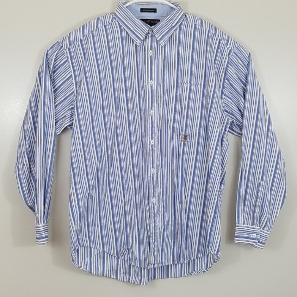 Vtg Tommy Hilfiger Strip Button Down Long Sleeve